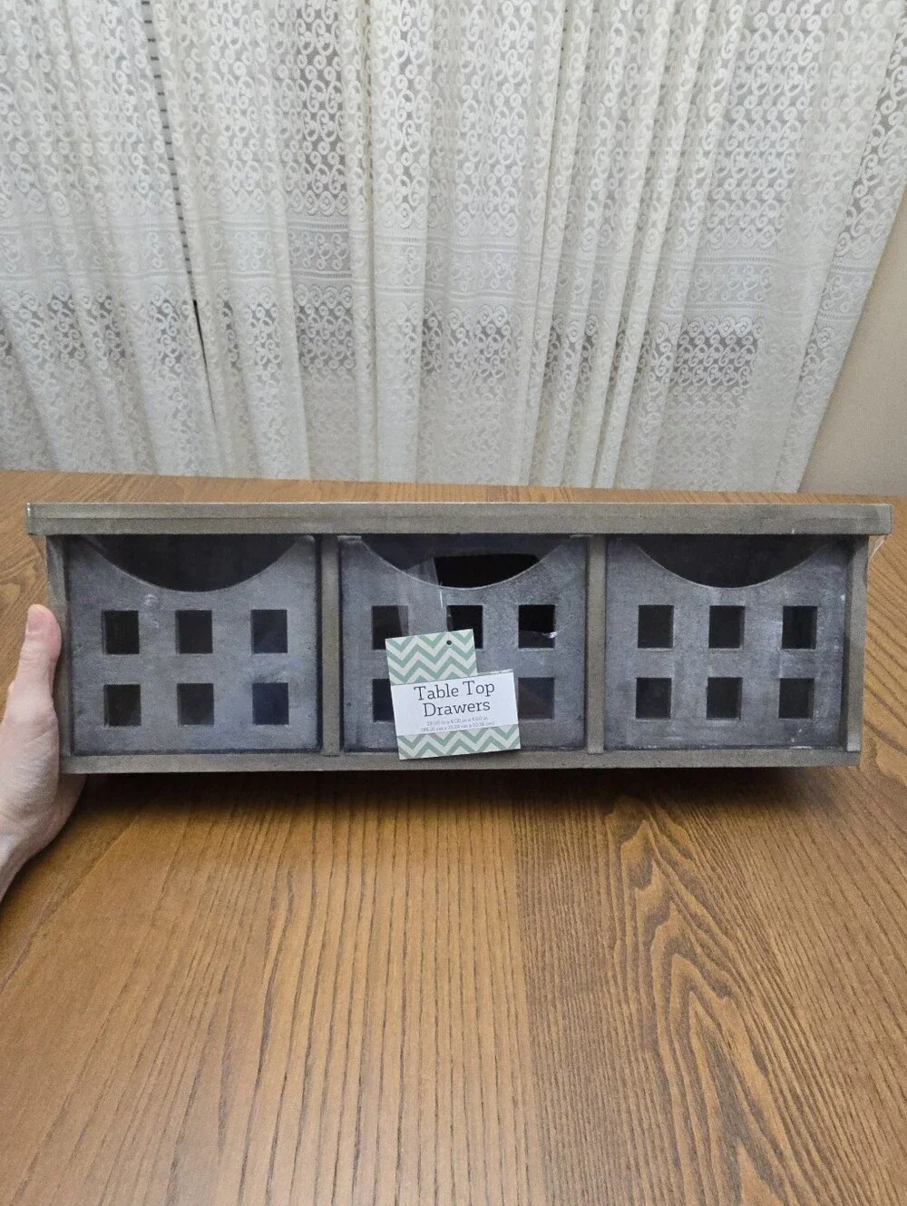 Rustic 3 Drawer Organizer Tabletop or Wall Mount Farmhouse Storage Unit MDF Wood